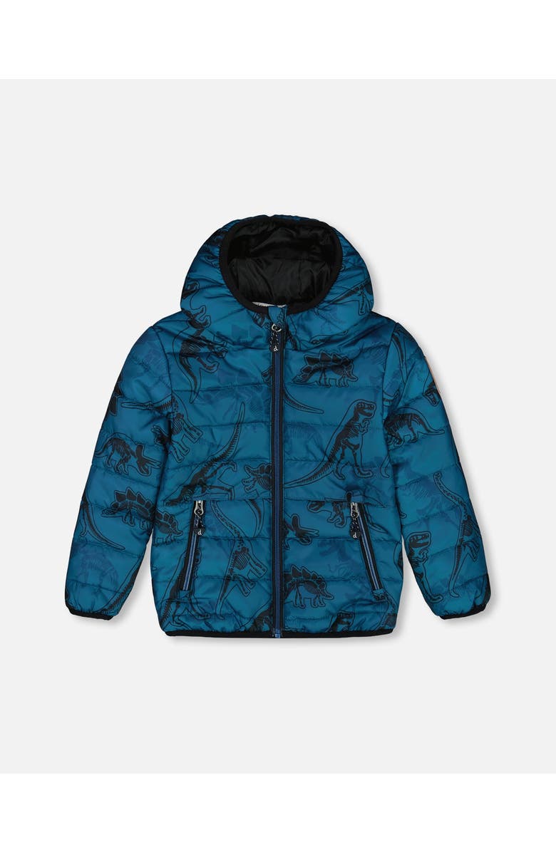 Deux par Deux Little Boy's Printed Quilted Mid-Season Jacket Blue And Gray, Main, color,