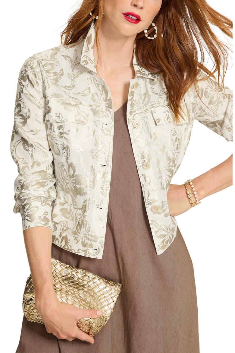 Two Palms Metallic Print Field Jacket, Main, color, COCONUT