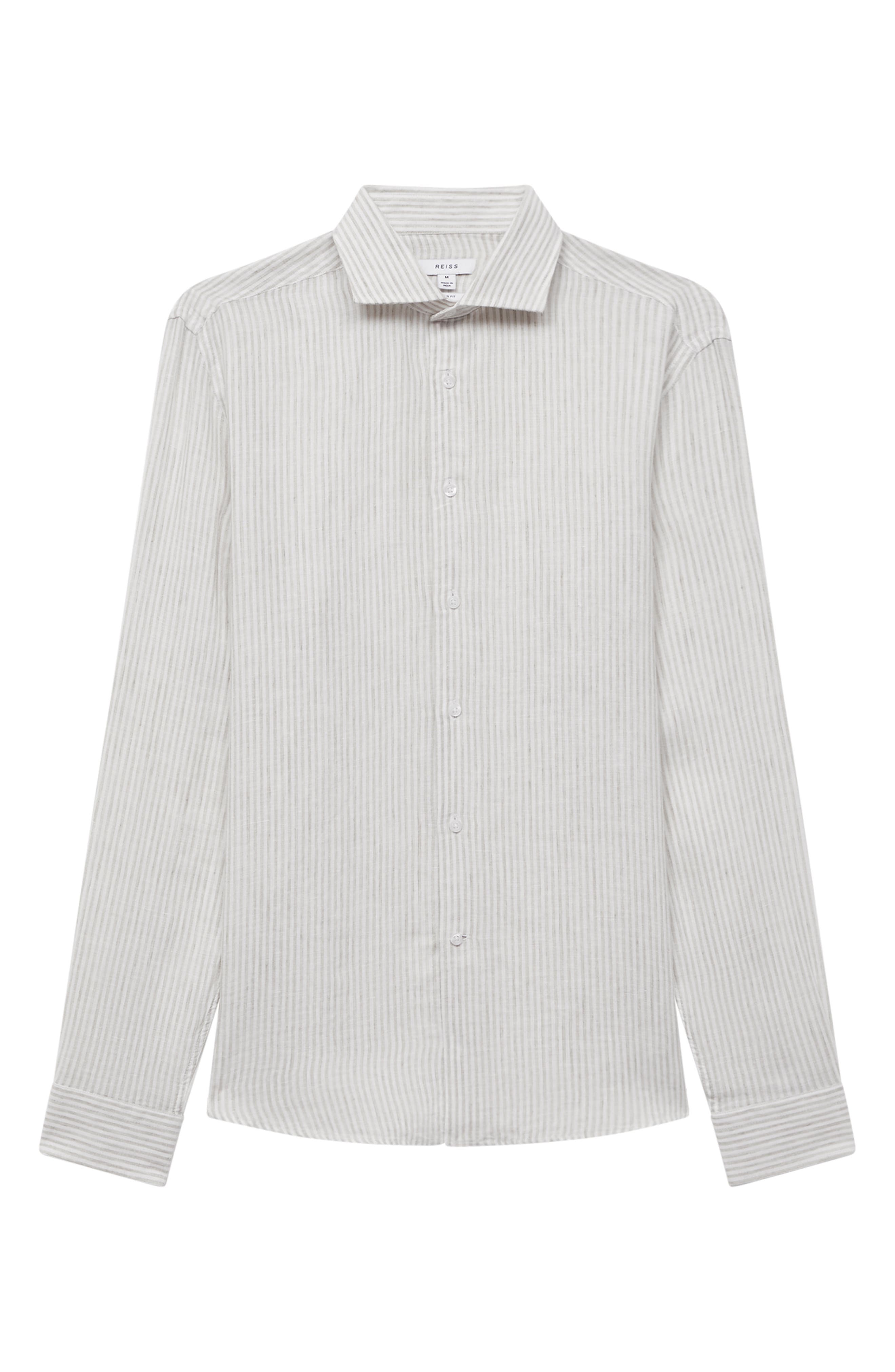 Reiss Ruban Stripe Linen Button-Up Shirt (Men) | Nordstromrack