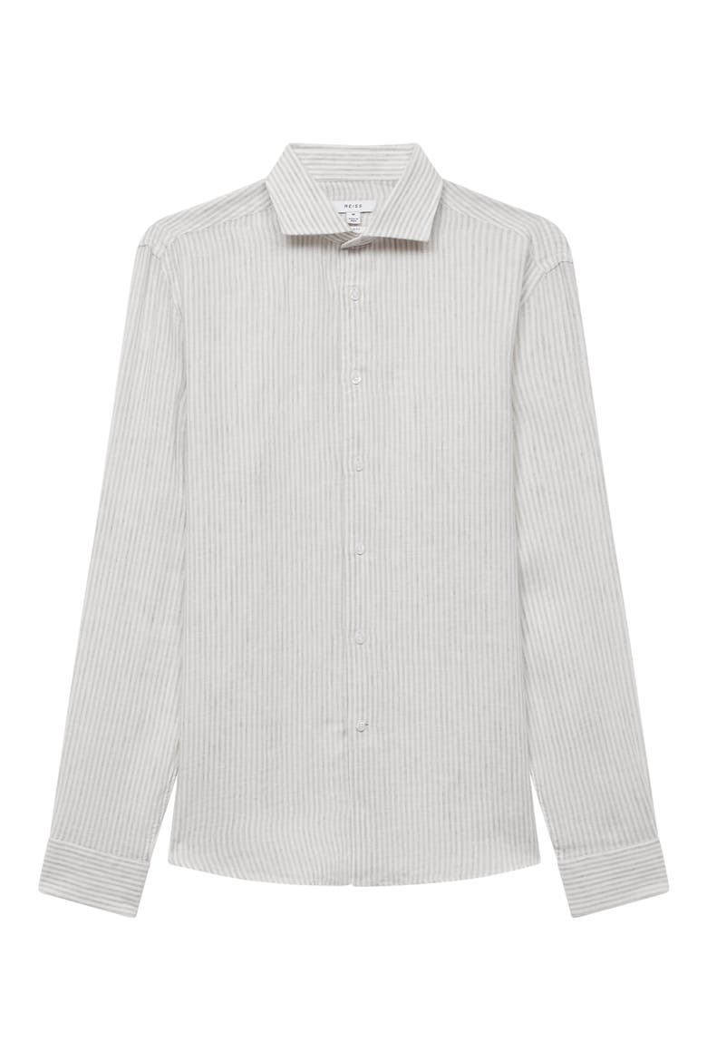 Ruban Stripe Linen Button-Up Shirt, Alternate, color, OATMEAL STRIPE