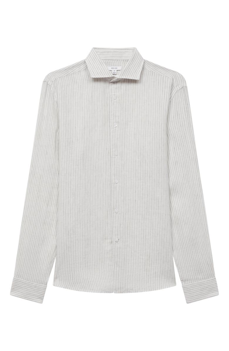 Reiss Ruban Stripe Linen Button-Up Shirt, Alternate, color,