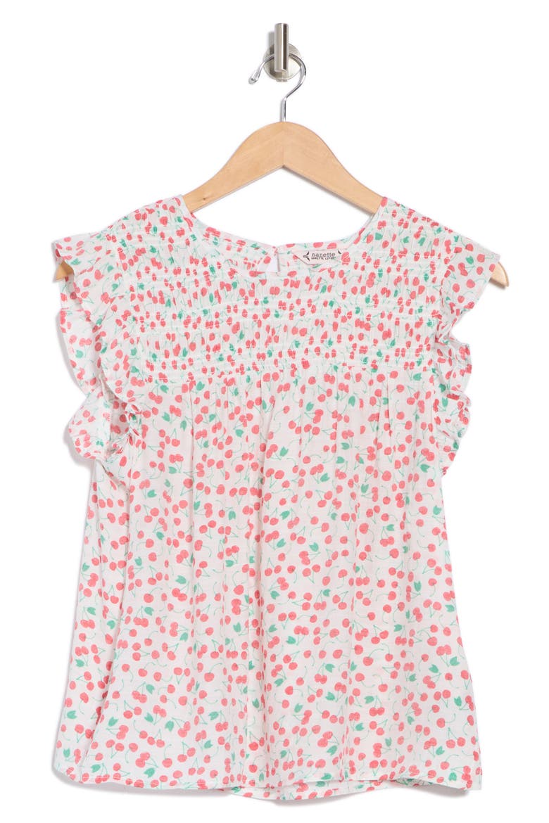 Flutter Sleeve Top, Alternate, color, RED MULTI