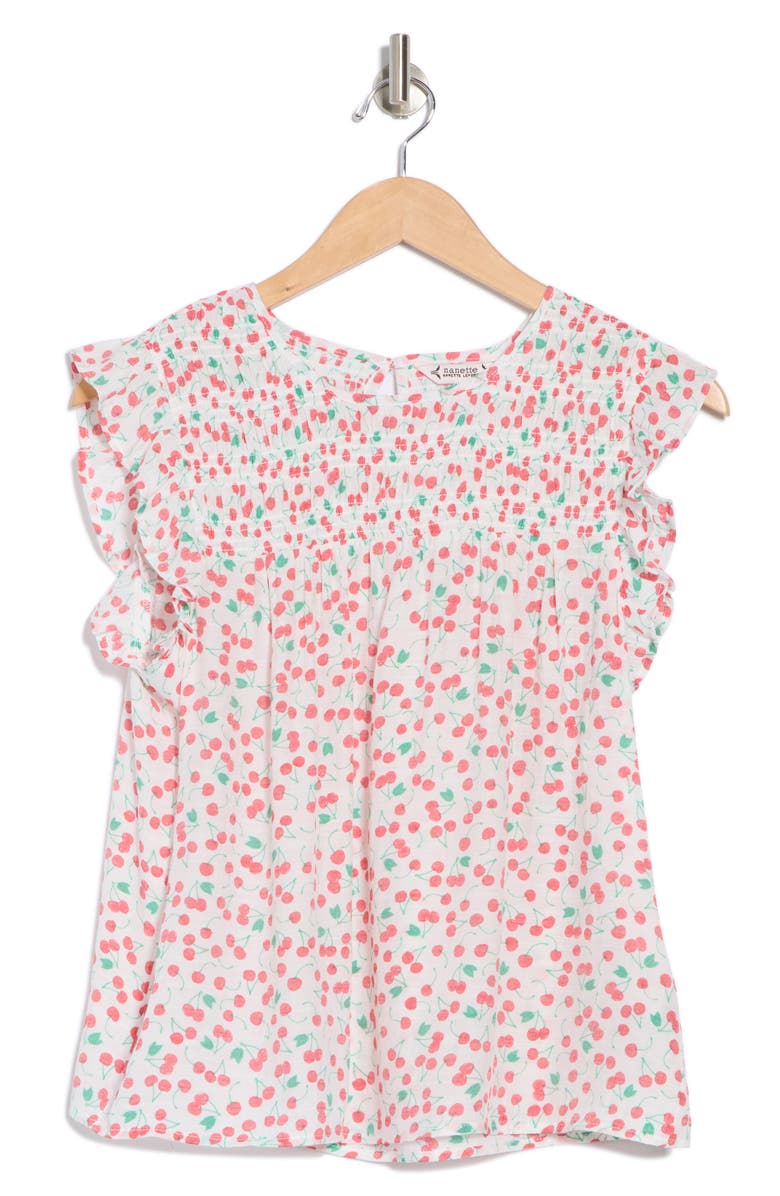 Nanette Lepore Flutter Sleeve Top, Alternate, color, Red Multi