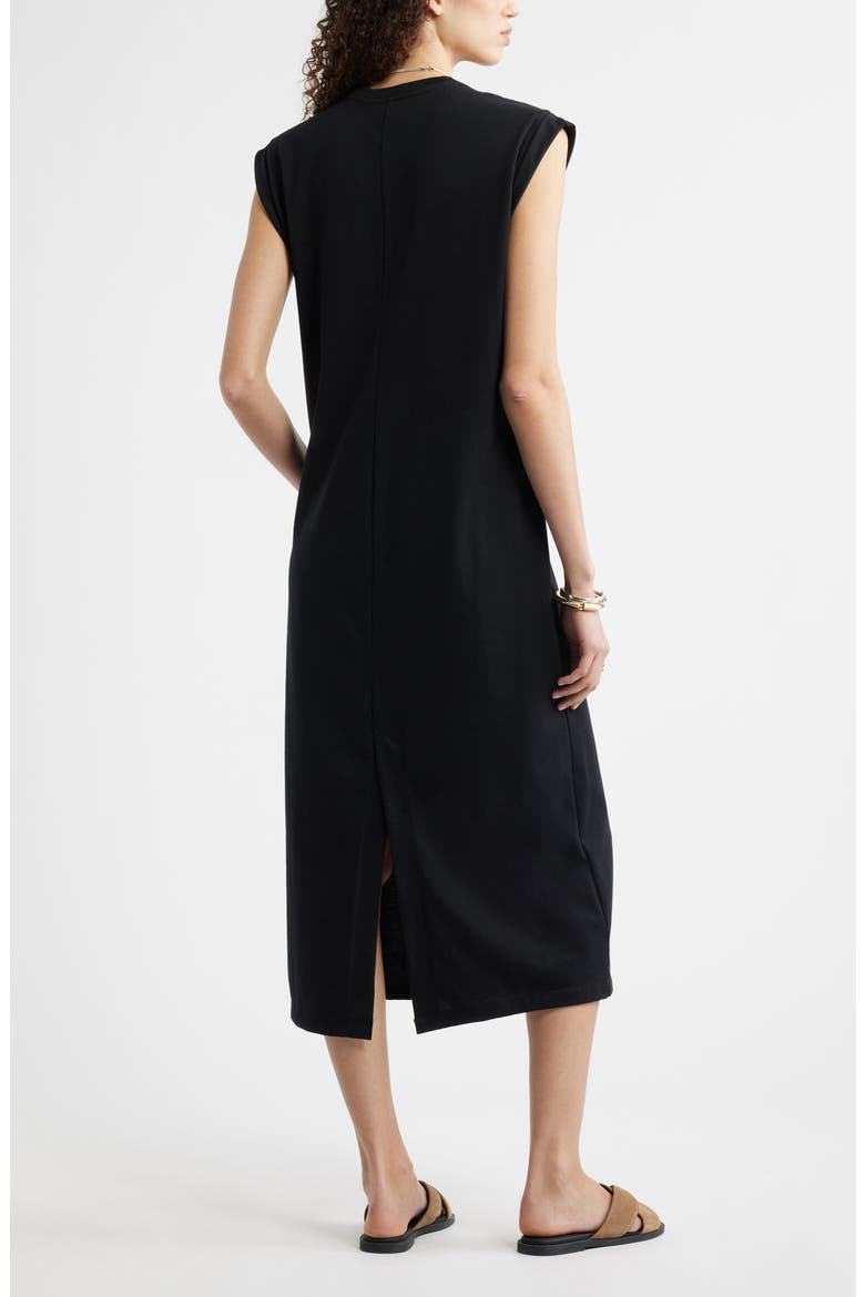 Muscle Sleeve Pima Cotton Jersey Maxi Dress, Alternate, color, BLACK