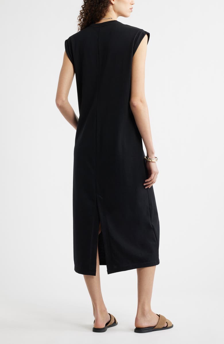 Nordstrom Muscle Sleeve Pima Cotton Jersey Maxi Dress, Alternate, color, Black
