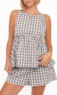 Petal & Pup Rory Gingham Cotton Peplum Tank