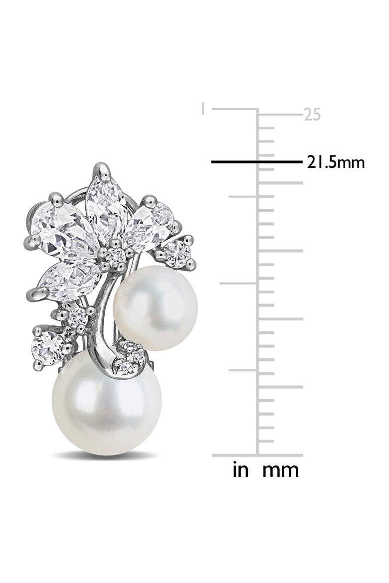 6-8.5mm Cultured Freshwater Pearl Cluster Stud Earrings, Alternate, color, METALLIC SILVER