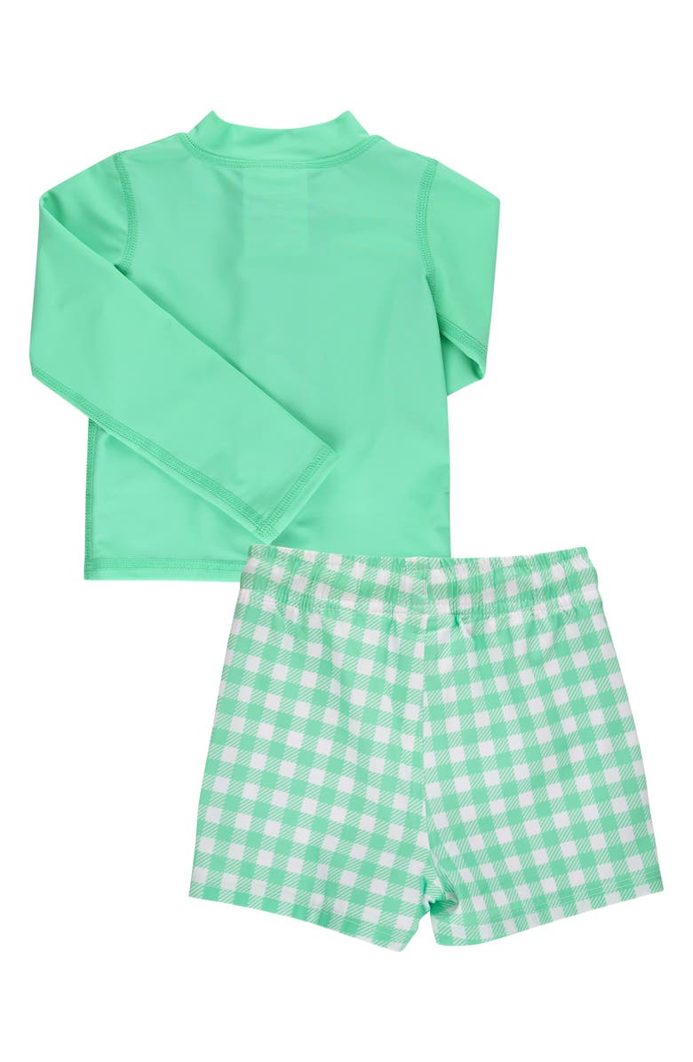 RuggedButts Kids' Spring Bud Long Sleeve UPF 50+ Two-Piece Rashguard Swimsuit, Alternate, color, Green