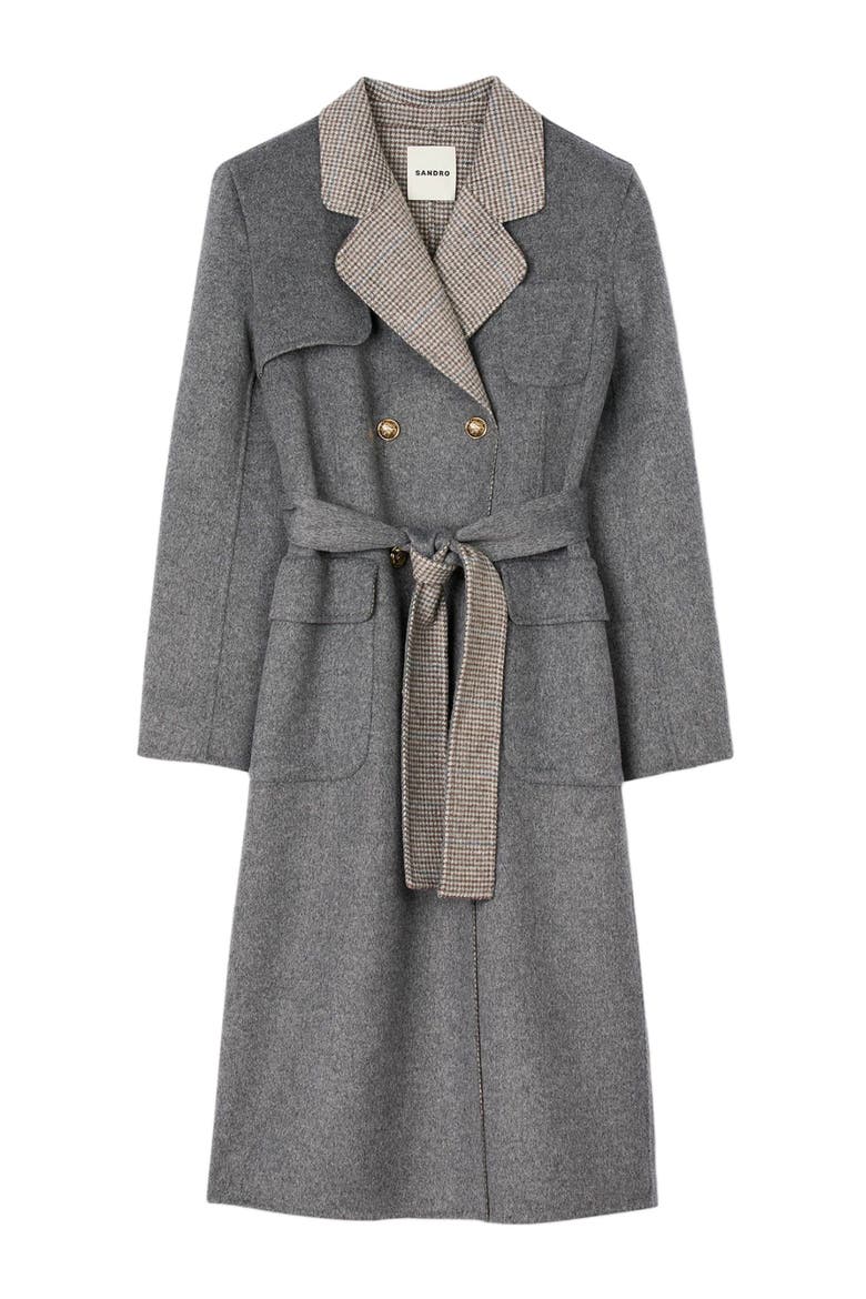 Double-faced check coat, Alternate, color, Grey