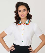Unique Vintage 1940s Collared Blouse