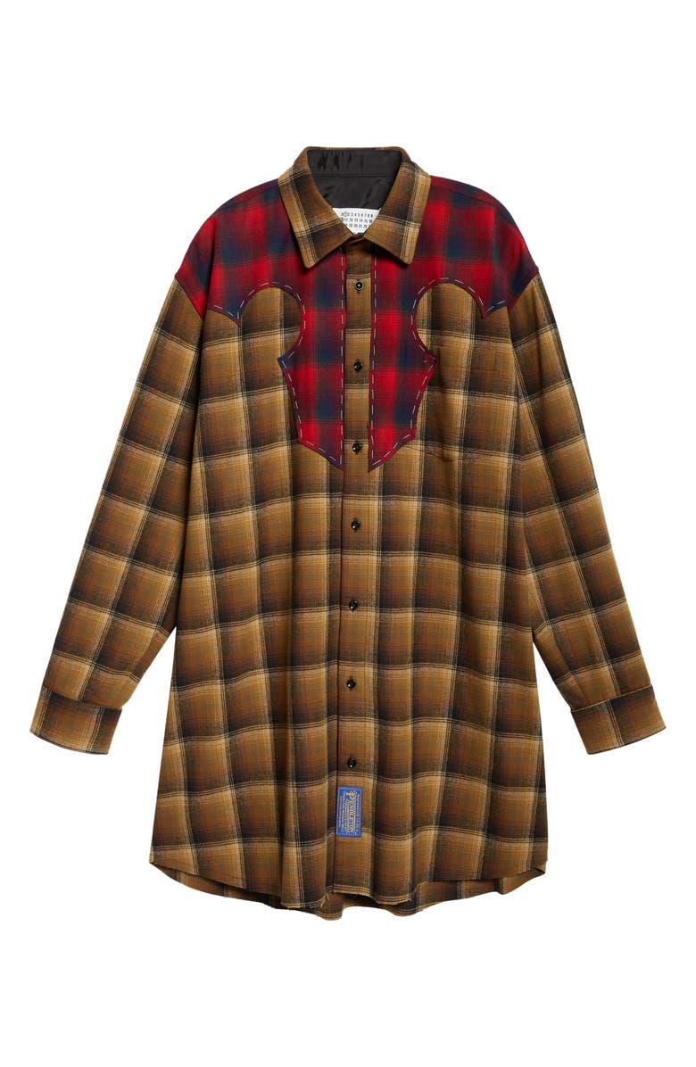 Maison Margiela x Pendleton Plaid Wool Flannel Button-Up Shirt, Alternate, color, 