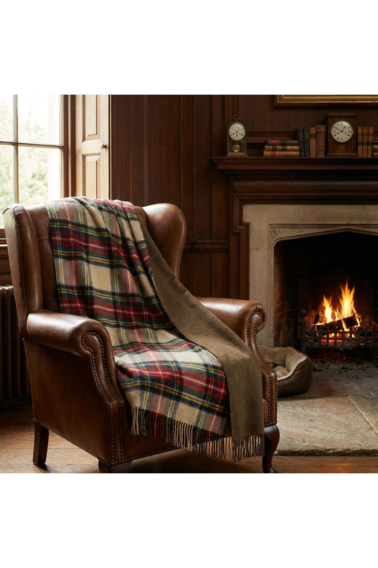 Double Merino Wool Reversible Throw, Alternate, color, Antique Dress Stewart