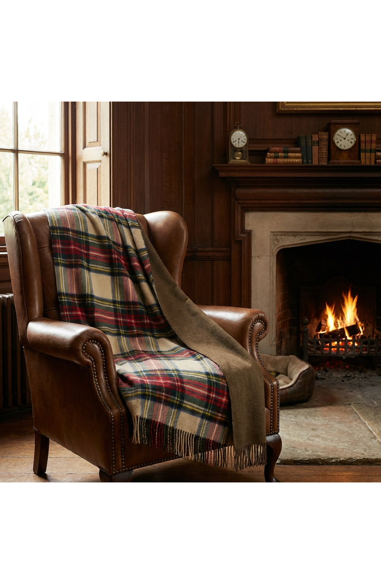 Prince of Scots Double Merino Wool Reversible Throw, Alternate, color, Antique Dress Stewart