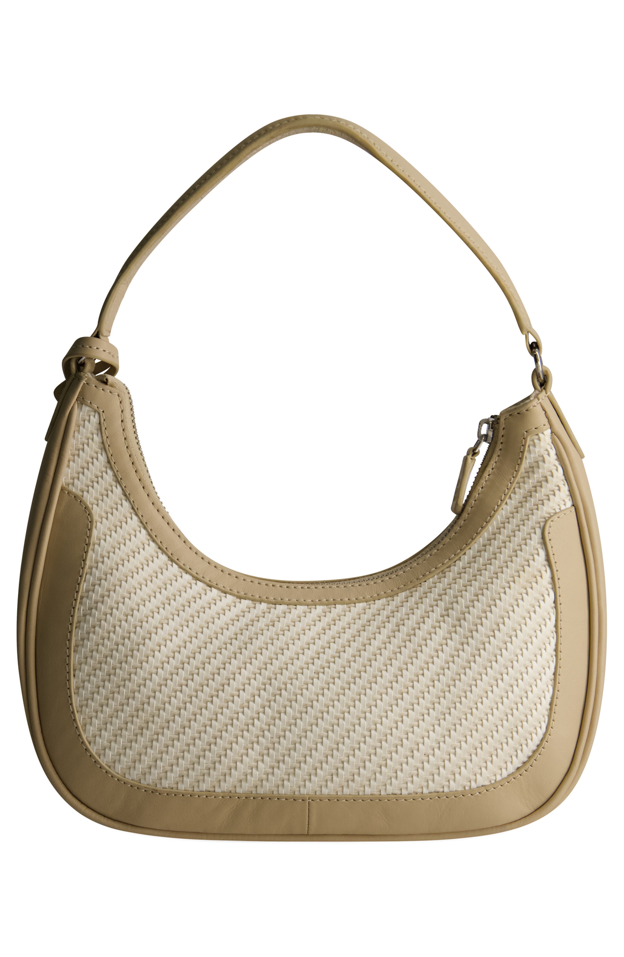 Soft Woven Zip-Top Hobo, Alternate, color, TAN/ WHITE