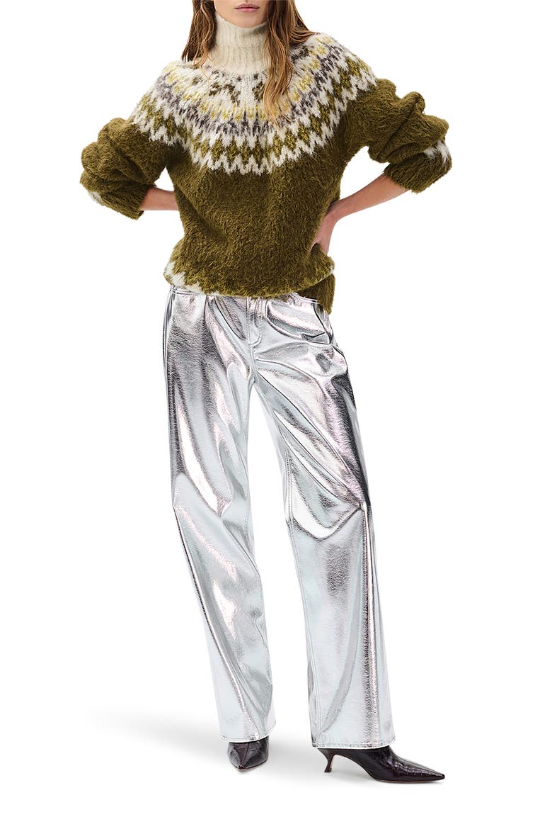 Beth Oversize Fair Isle Alpaca Blend Turtleneck Sweater, Alternate, color, ARMY MULTI