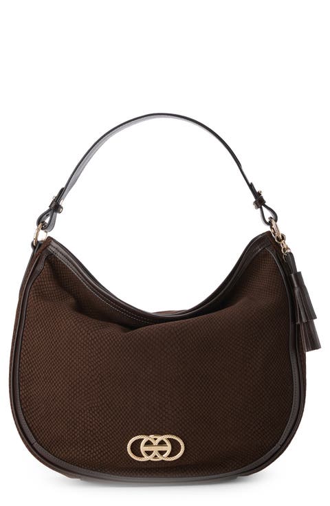 Kathleen Snakeskin Embossed Leather Shoulder Bag