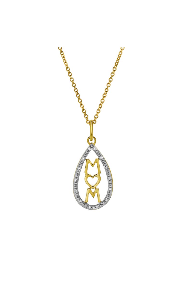 Teardrop Mom Diamond Pendant Necklace in 10K Yellow Gold, Main, color, 10K Yellow Gold