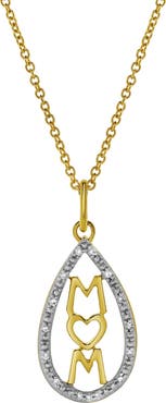 LuvMyJewelry Teardrop Mom Diamond Pendant Necklace in 10K Yellow Gold