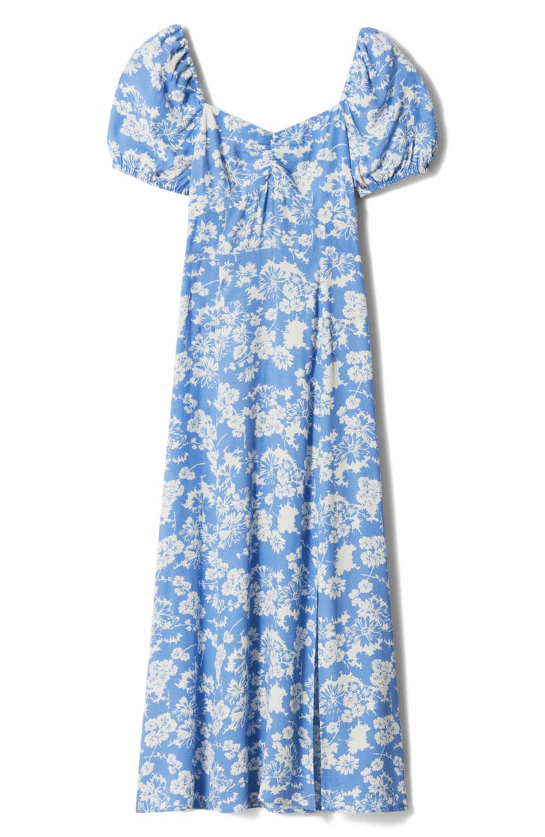 & Other Stories Ruched Linen Dress, Alternate, color, Blue Medium Harper Aop