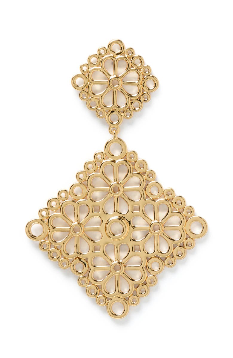 Kate Spade New York spade flower lace drop earrings, Alternate, color, Gold