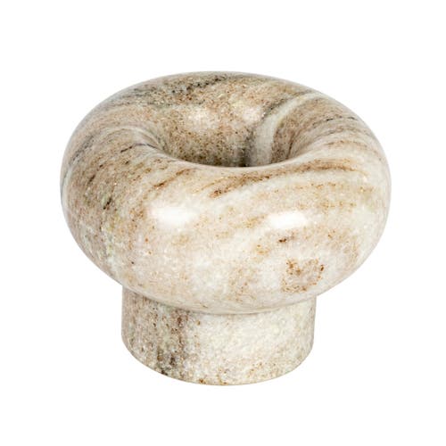 Storied Home Small Round Marble Tealight Holder, Beige In Multi