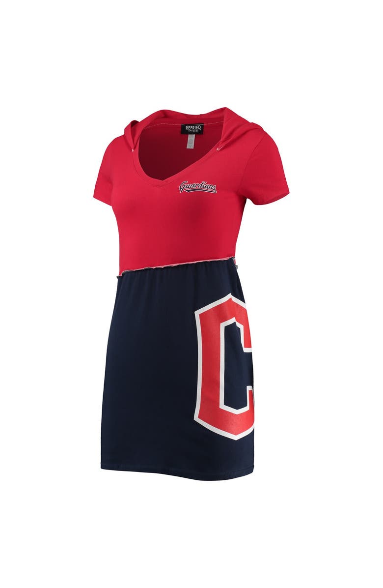 REFRIED APPAREL Women's Refried Apparel Red/Navy Cleveland Guardians Hoodie Dress, Alternate, color, 