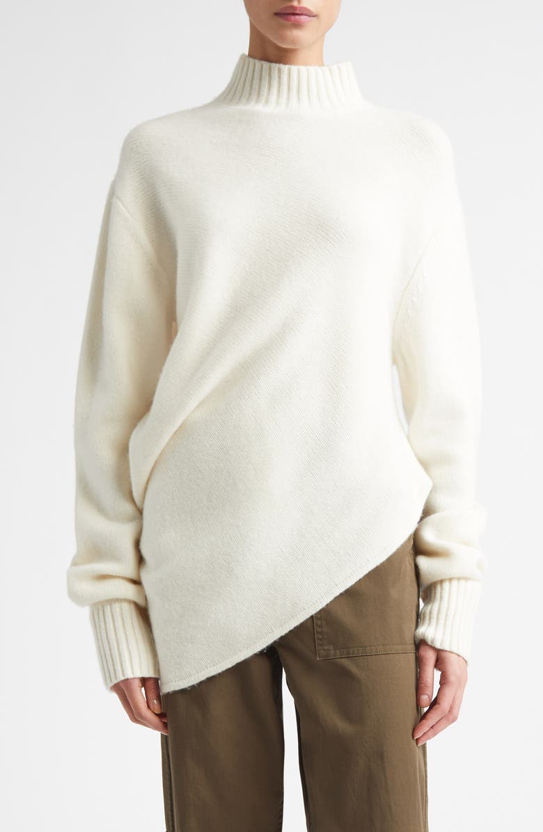 A.L.C. Naomi Asymmetric Mock Neck Sweater, Main, color, Ivory