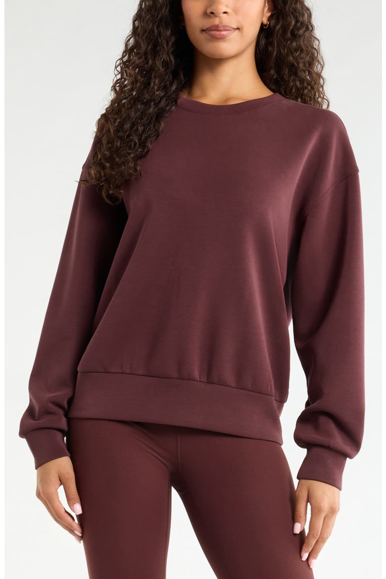 Soft Luxe Boxy Crew Sweatshirt, Main, color, BROWN RISTRETTO