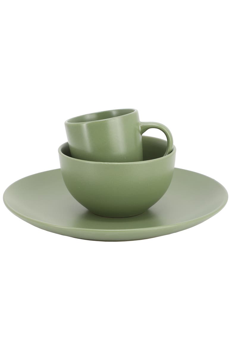 Everyday Plus 12 Piece Round Stoneware Dinnerware Set, Alternate, color, Green
