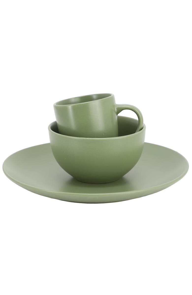 Gibson Home Everyday Plus 12 Piece Round Stoneware Dinnerware Set, Alternate, color, Green