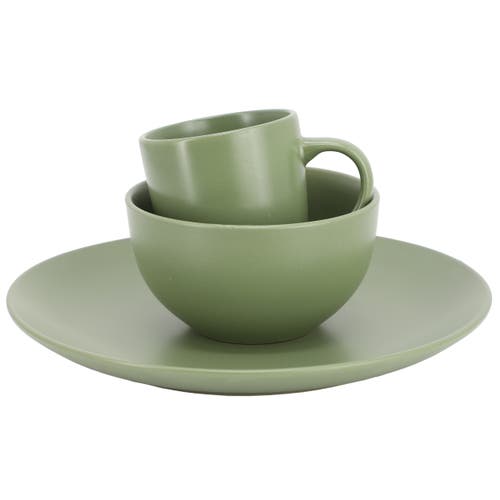 Gibson Home Everyday Plus 12 Piece Round Stoneware Dinnerware Set In Green