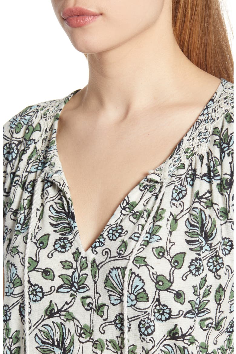 Border Print Smocked Top, Alternate, color, GREEN MULTI