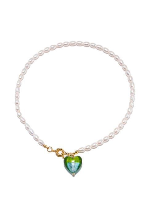 Esmée Glaze Heart Pendant Baroque Pearl Necklace