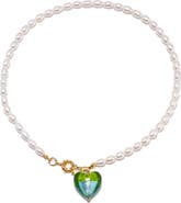 Classicharms Esmée Peacock Green Murano Heart Pendant Pearl Necklace