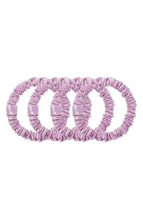 Pure Silk 4-Pack Skinny Scrunchies: Wildflower