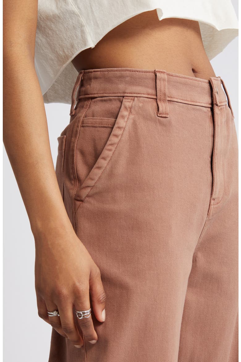 High Waist Wide Leg Twill Pants, Alternate, color, BROWN TOPAZ