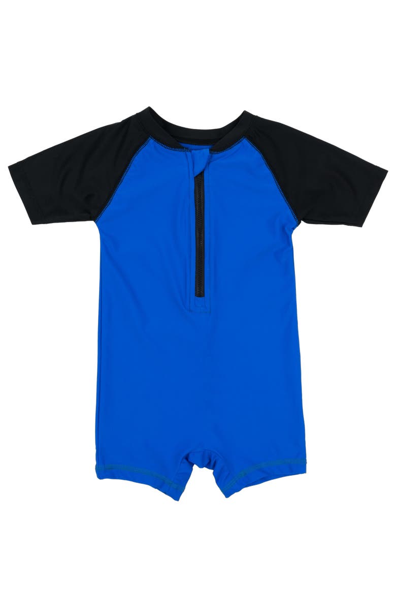 Leveret Baby One-Piece Rashguard, UPF 50+ Sun Protection Swimwear, Main, color, Navy & Black