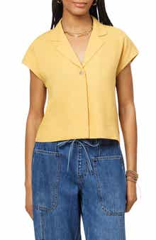 Scotch & Soda Short Sleeve Linen Blend Button-Up Top
