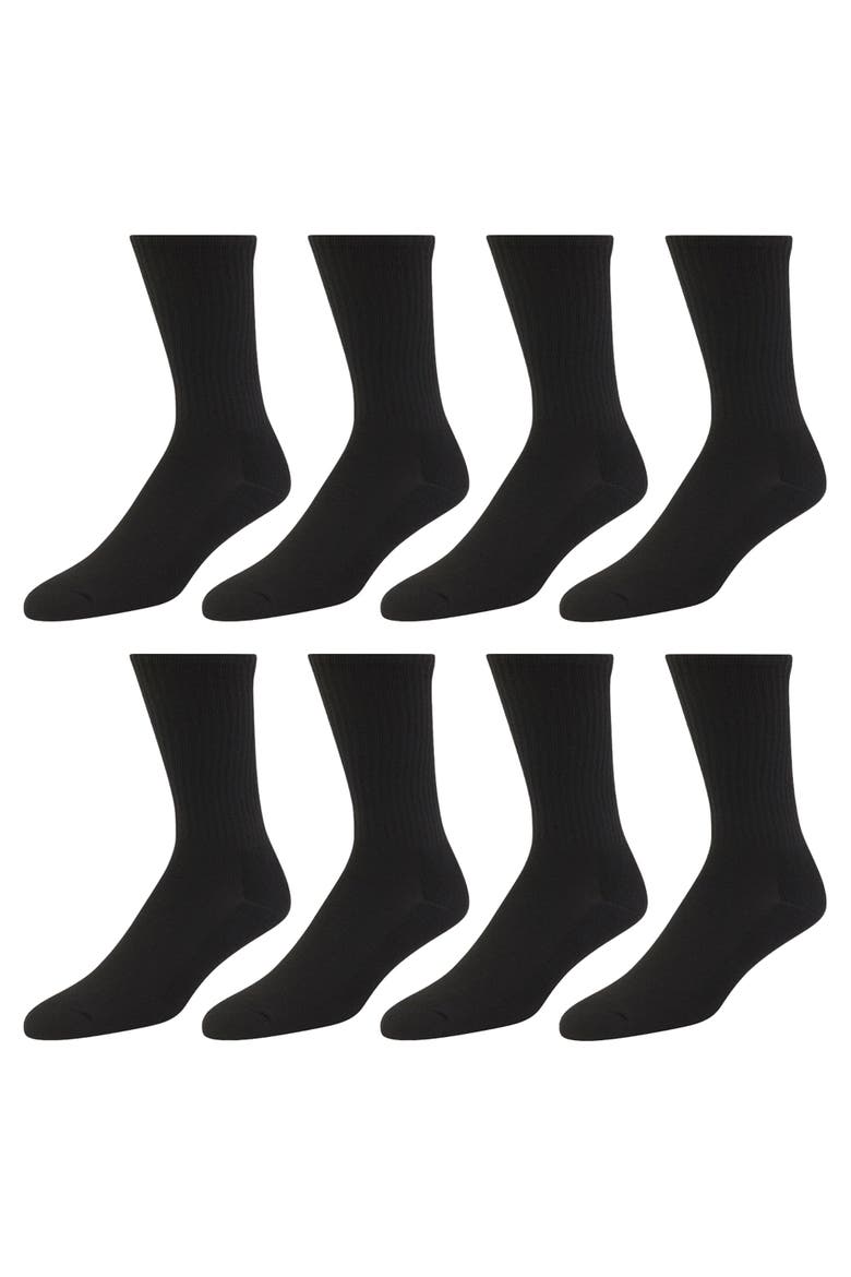 Mens 8 Pairs Crew Socks for Men Premium Athletic Men's Socks, Shoe Size 8-12, Alternate, color, Black