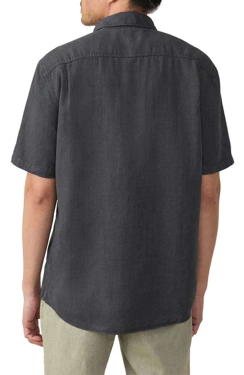 Faherty The Tried & True Chambray Short Sleeve Button-Up Shirt, Alternate, color, Durango Black