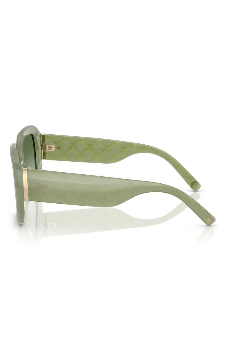 Tory Burch 54mm Irregular Sunglasses, Alternate, color, Milky Green / Green Gradient