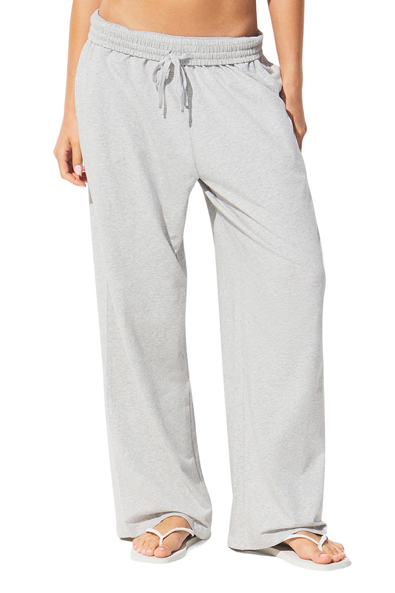 Cotton Blend Jersey Wide Leg Pants, Main, color, LIGHT HEATHER GREY