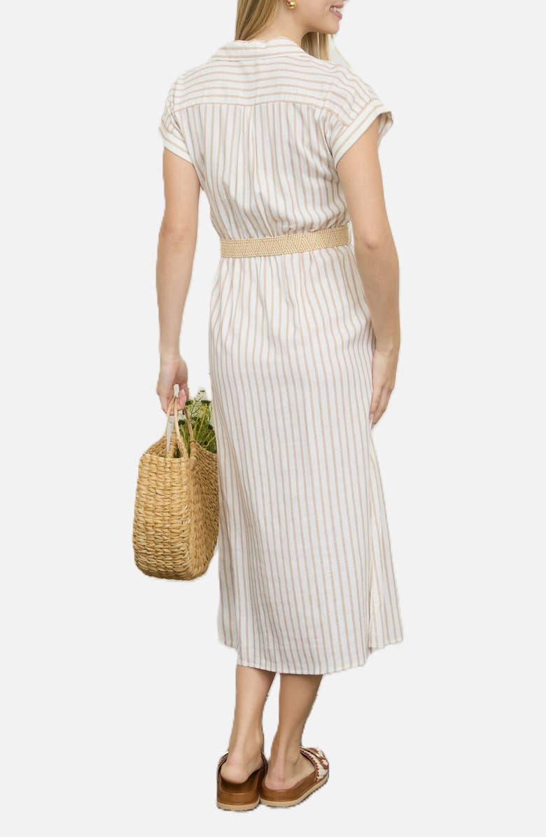 ZOE AND CLAIRE Stripe Belted Shirtdress, Alternate, color, Light Khaki