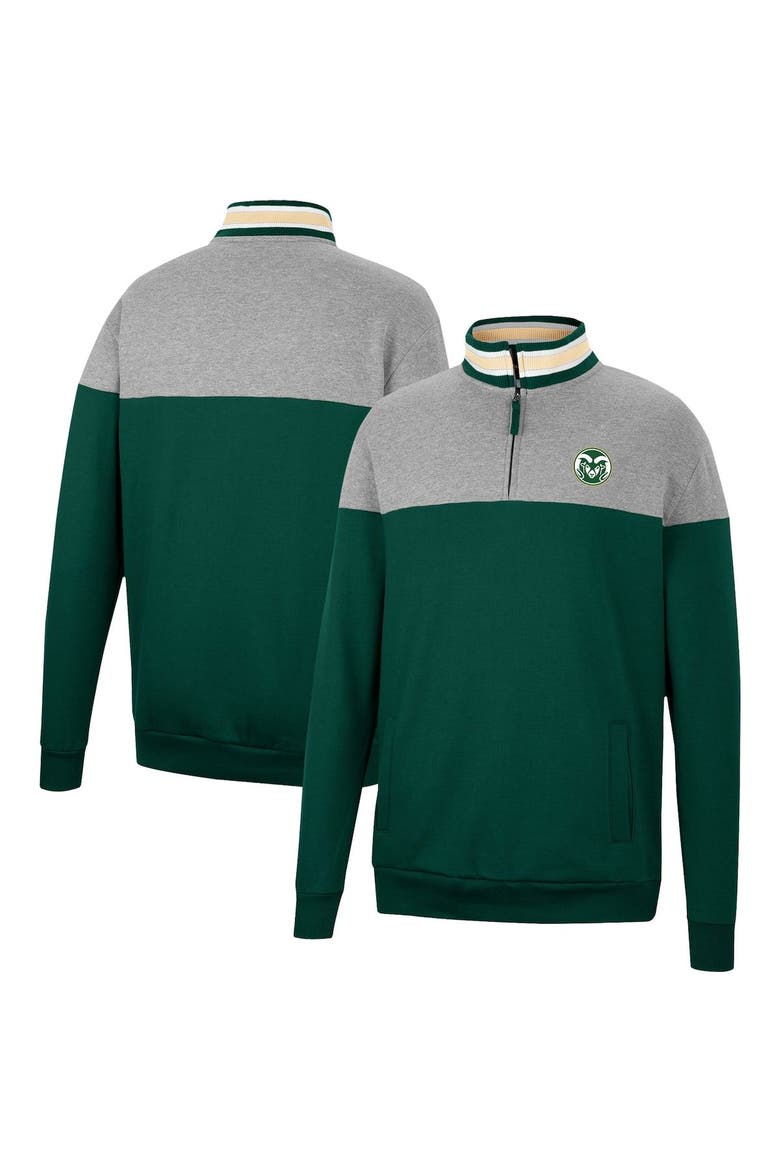 Men's Colosseum Heathered Gray/Green Colorado State Rams Be the Ball Quarter-Zip Top, Main, color, Green