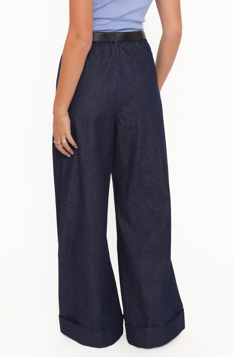 Petal & Pup Elinor Cuffed Pleated Wide Leg Denim Pants, Alternate, color, Dark Wash