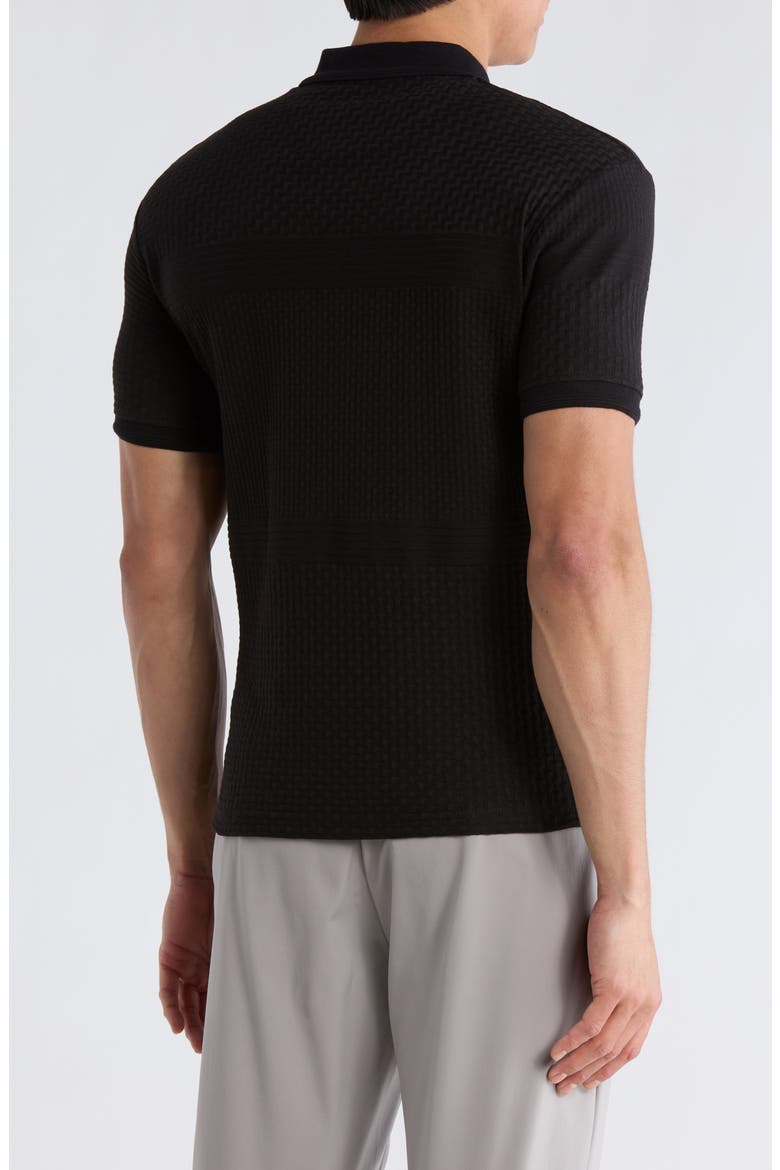 Geometric Zip Polo, Alternate, color, BLACK