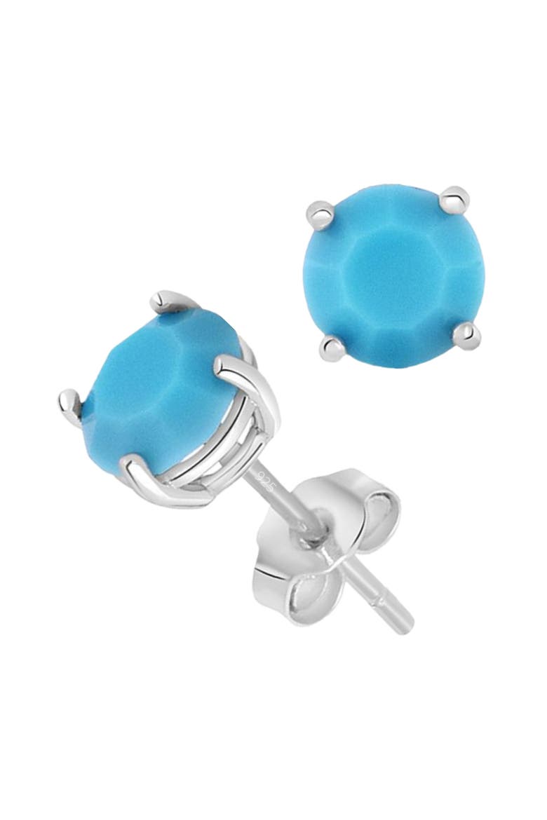 Sterling Silver Created Turquoise Earrings, Main, color, Silver