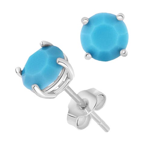 Sterling Silver Created Turquoise Earrings