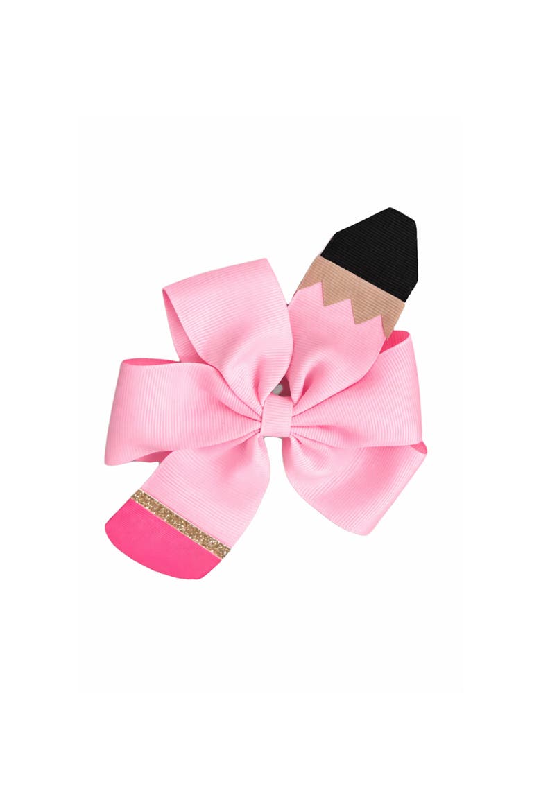 Pencil Back-to-School Hair Bow, Main, color, Pink
