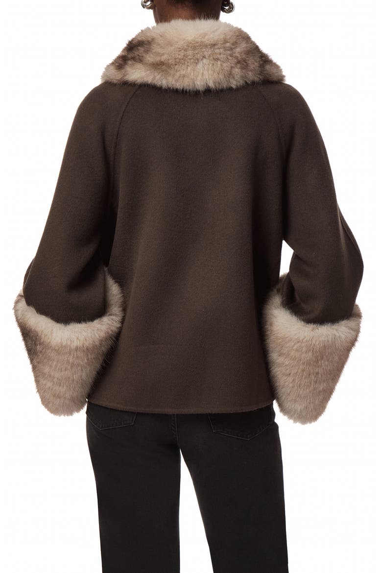 Judie Faux Fur Trim Coat, Alternate, color, BROWN/ GREY MINK